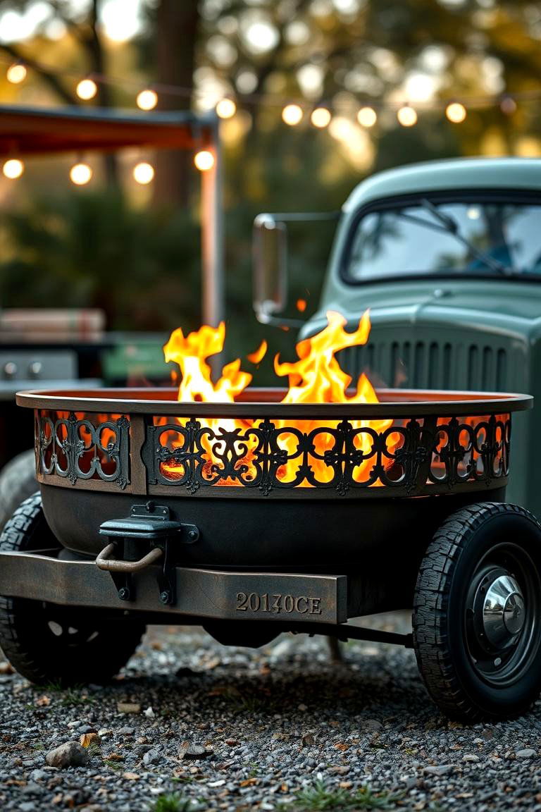 Vintage Elegance Truck Rim Fire Pit - 24 Truck Rim Fire Pit Ideas