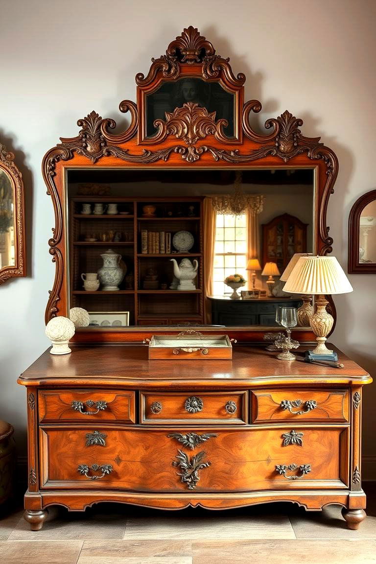 Vintage Elegance with Antique Accents - 24 Dresser Decor Ideas