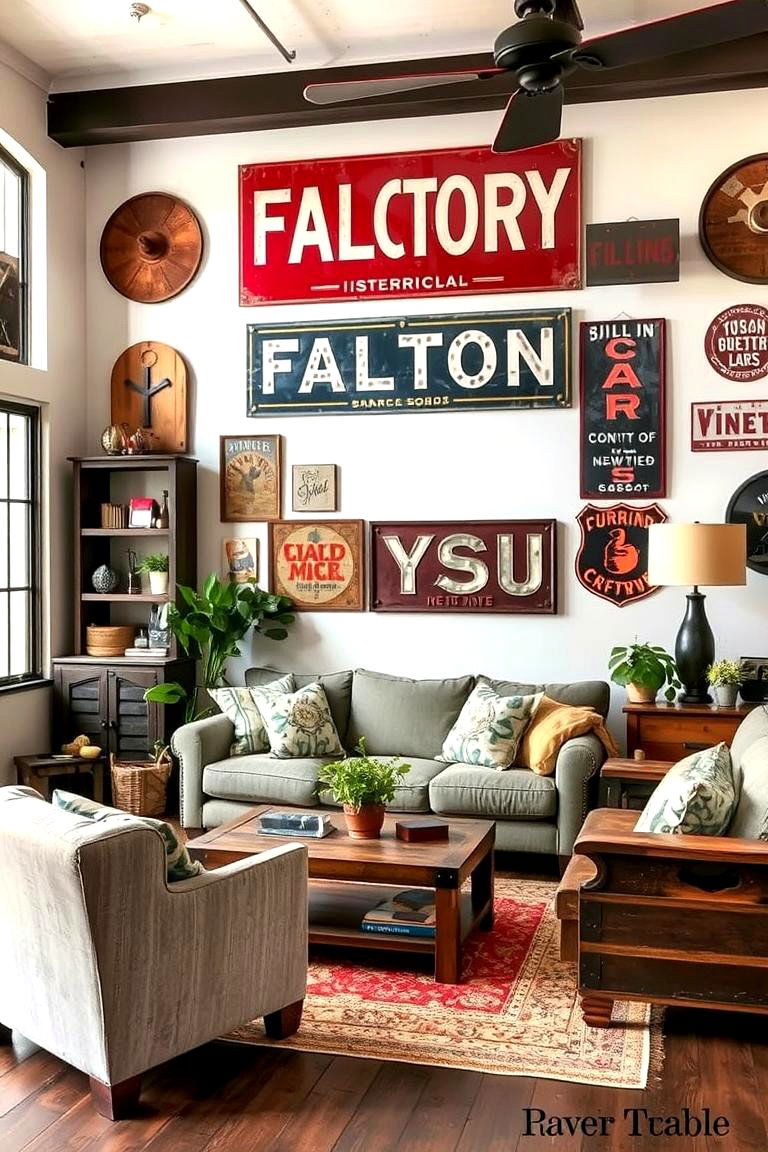Vintage Factory Finds - 24 Industrial Living Room Ideas