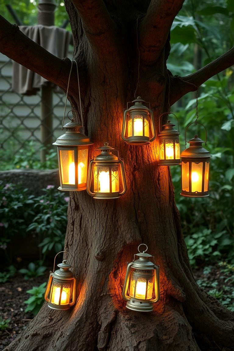 Vintage Fairy Lanterns - 24 Tree Stump Fairy Garden Ideas