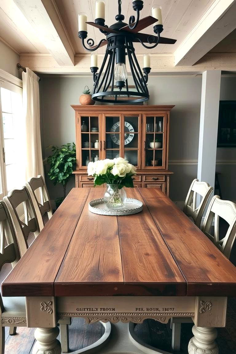 Vintage Farmhouse Dining Table - 24 spanish style dining room ideas