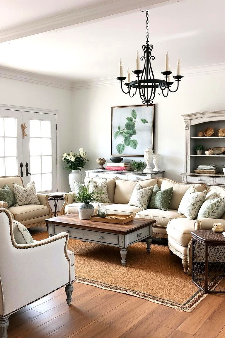 Vintage Farmhouse Furniture Elegance - 24 Farmhouse Living Room Ideas