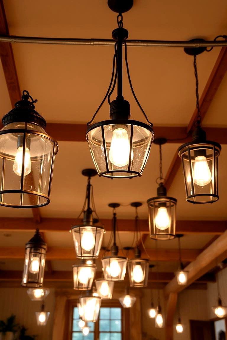 Vintage Farmhouse Lighting Elegance - 24 Boho Farmhouse Decor Ideas