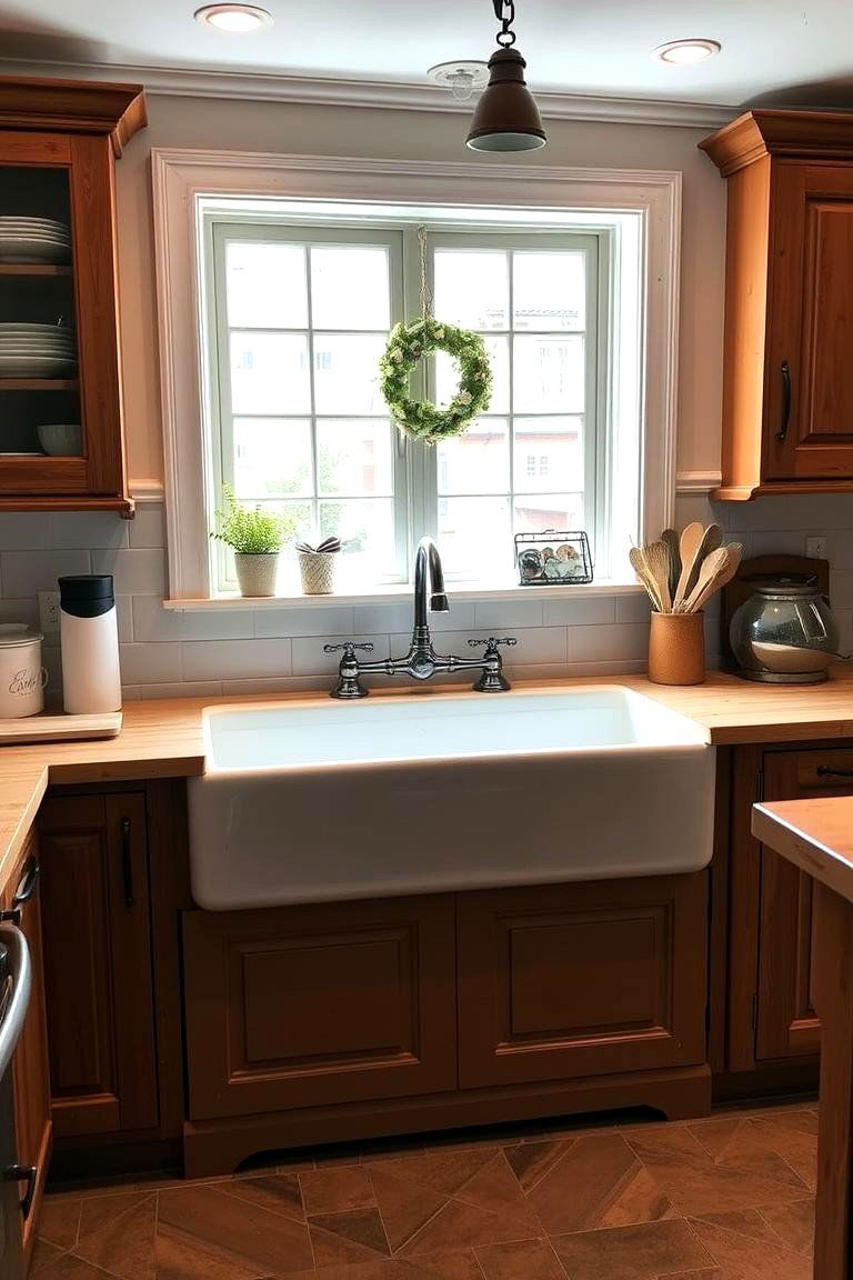 Vintage Farmhouse Sink - 24 Earthy Kitchen Ideas