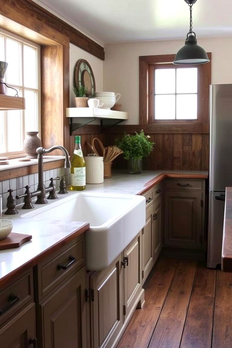 Vintage Farmhouse Sink and Fixtures - 24 Log Cabin Kitchen Design Ideas