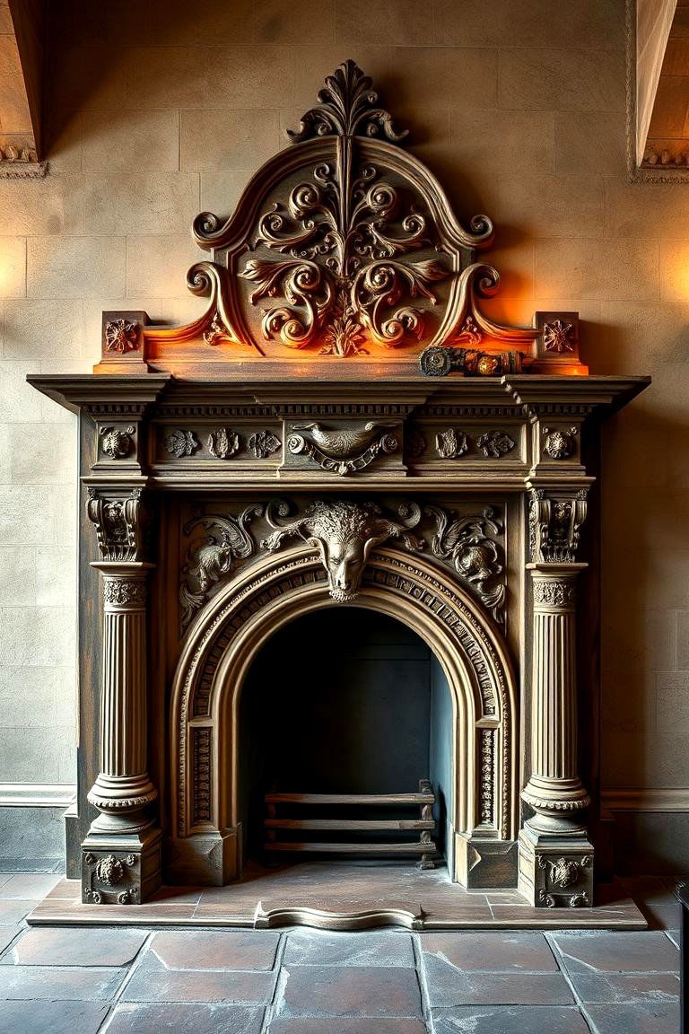 Vintage Fireplace Mantels - 24 Medieval Home Decor Ideas