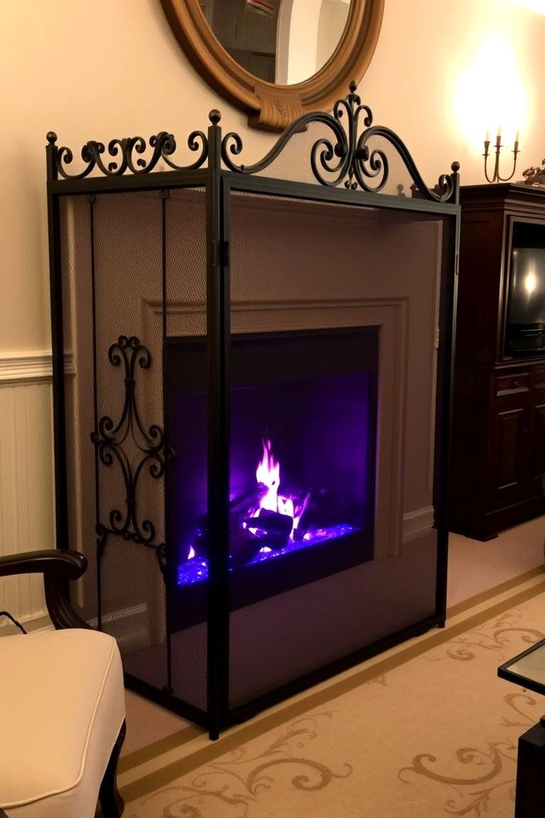 Vintage Fireplace Screen with Lights - 24 Faux Fireplace Ideas
