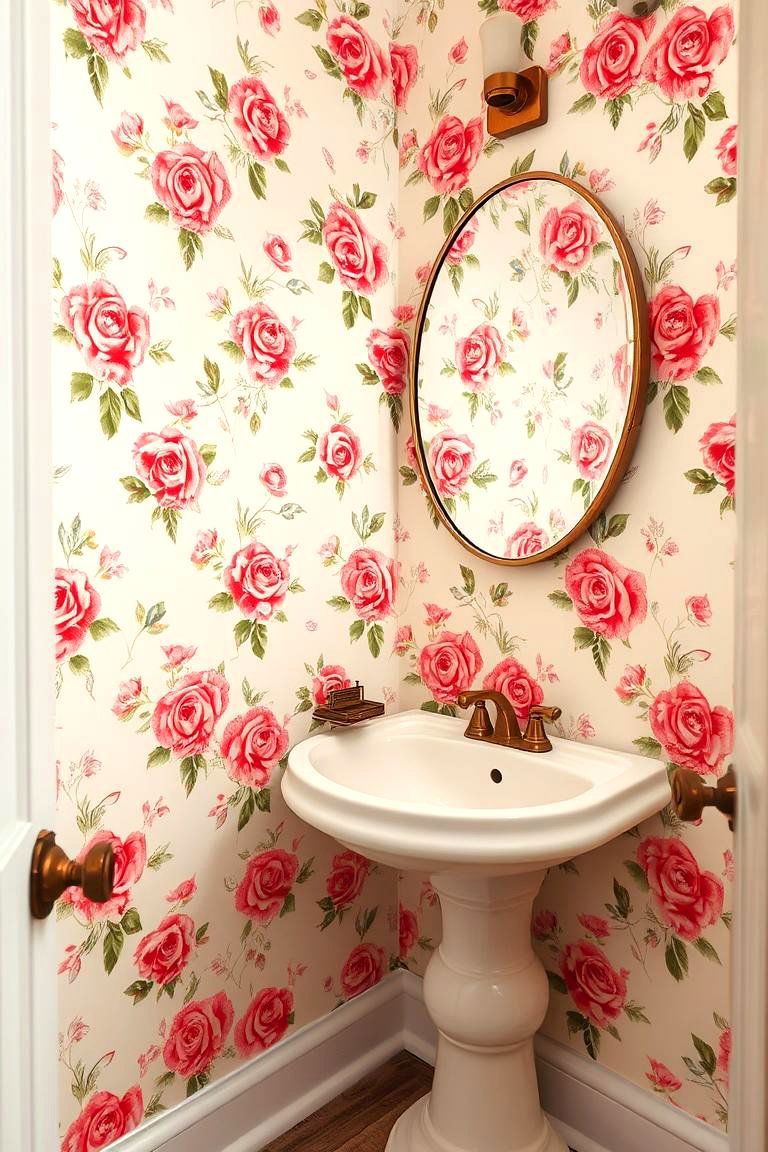 Vintage Floral Charm - 24 Powder Room Wallpaper Ideas