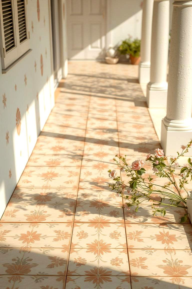 Vintage Floral Tile Design - 24 Front Porch Tile Ideas