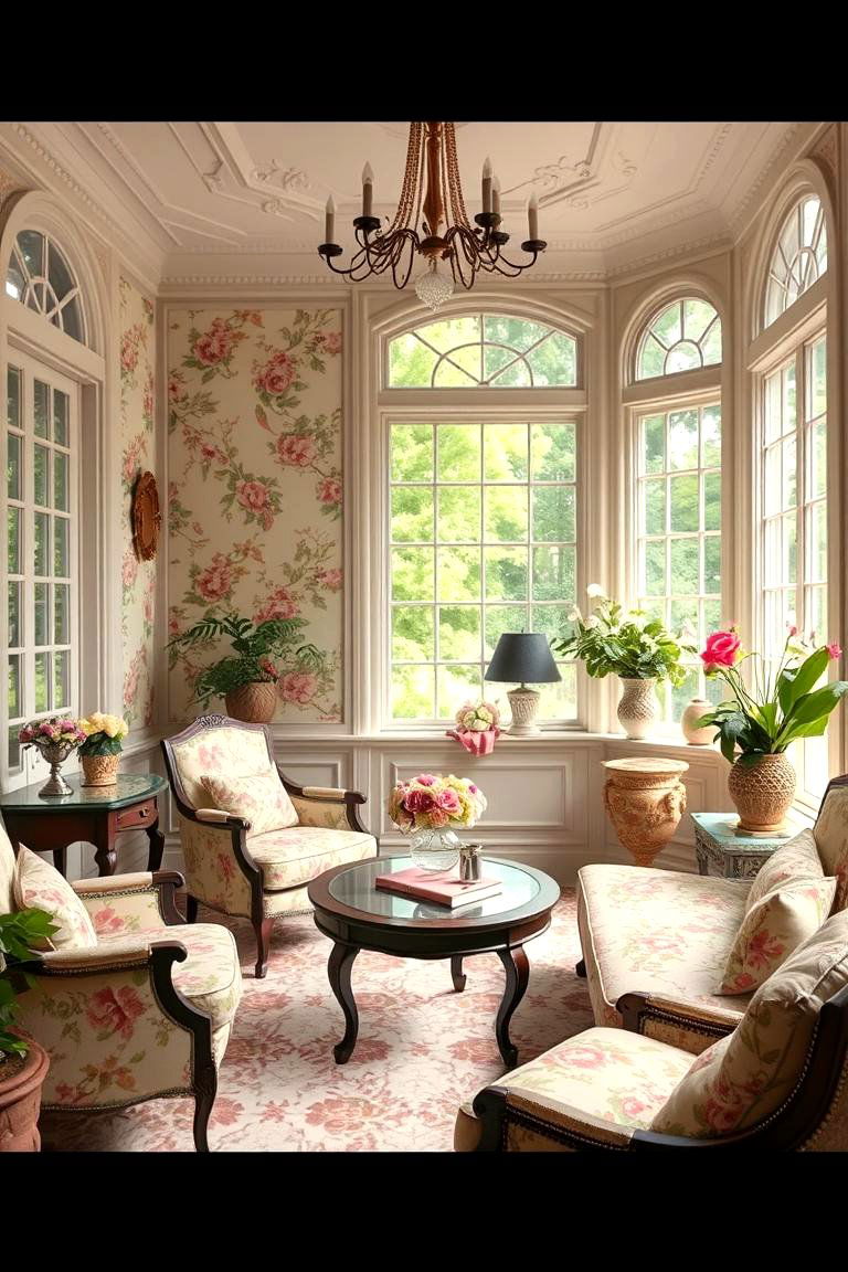 Vintage Floral Upholstery Charm - 24 Victorian Sunroom Ideas