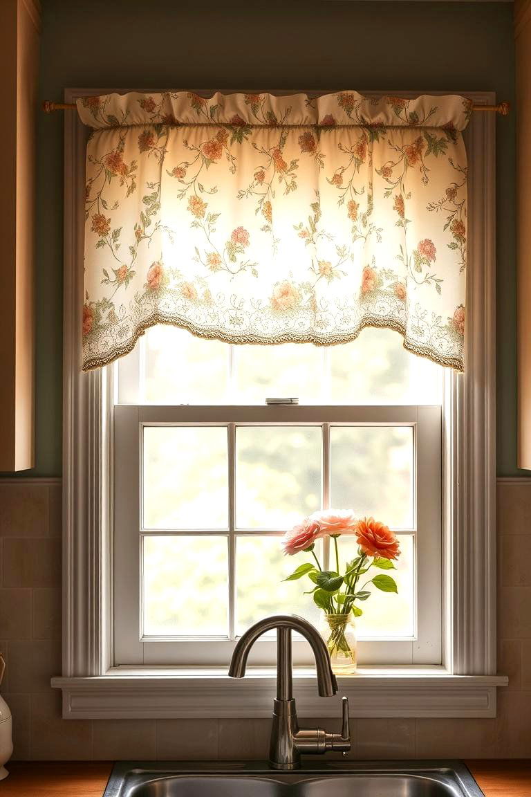 Vintage Floral Valance - 24 Kitchen Valance Ideas