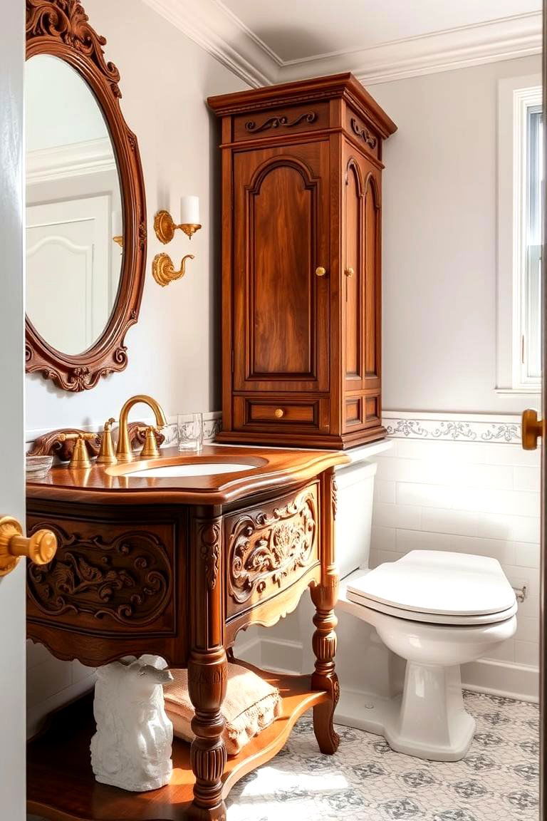Vintage Furniture Integration - 24 Maximalist Bathroom Design Ideas