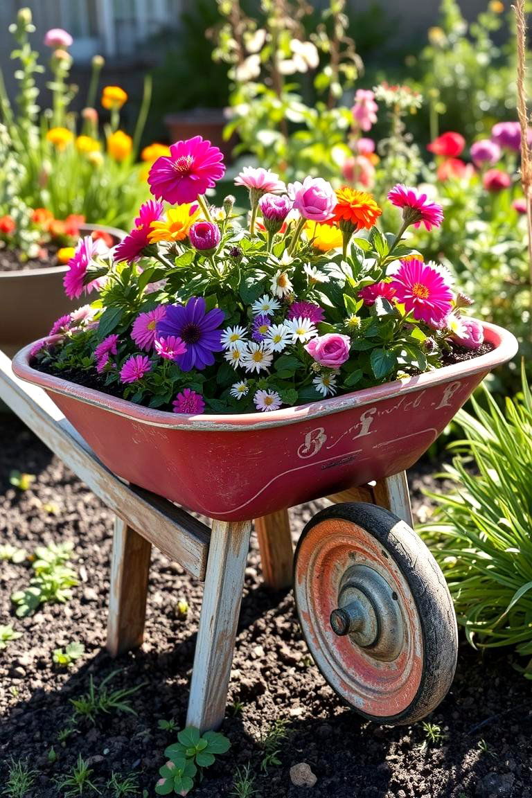 Vintage Garden Planter - 24 Old Wheelbarrow Ideas