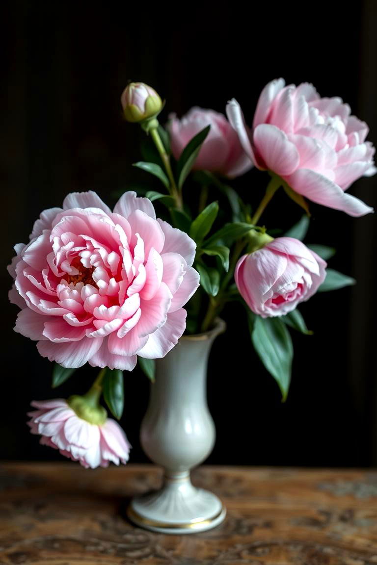 Vintage Garden Vase with Peonies - 24 Flower Centerpiece Ideas
