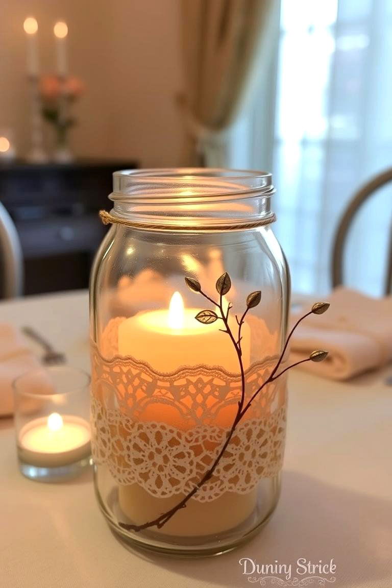 Vintage Glam Candlelit Mason Jar Magic - 24 Mason Jar Wedding Centerpieces