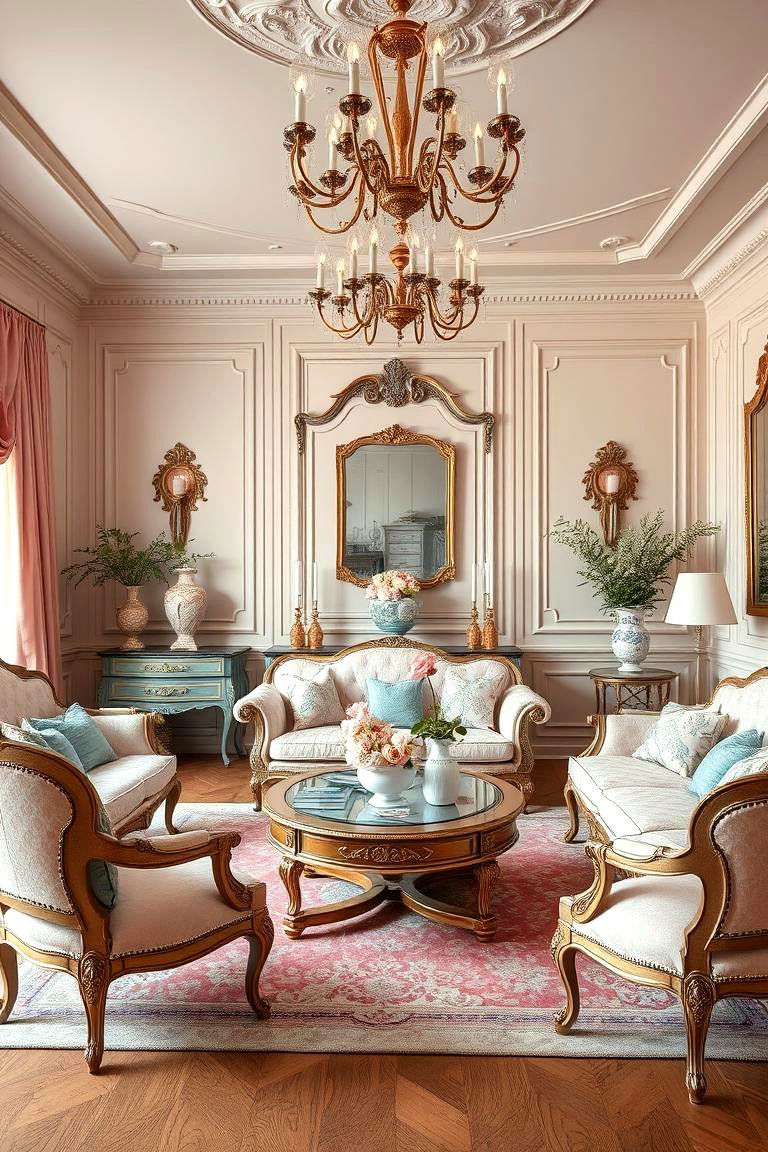 Vintage Glam Inspiration - 24 Pink and Blue Living Room Ideas