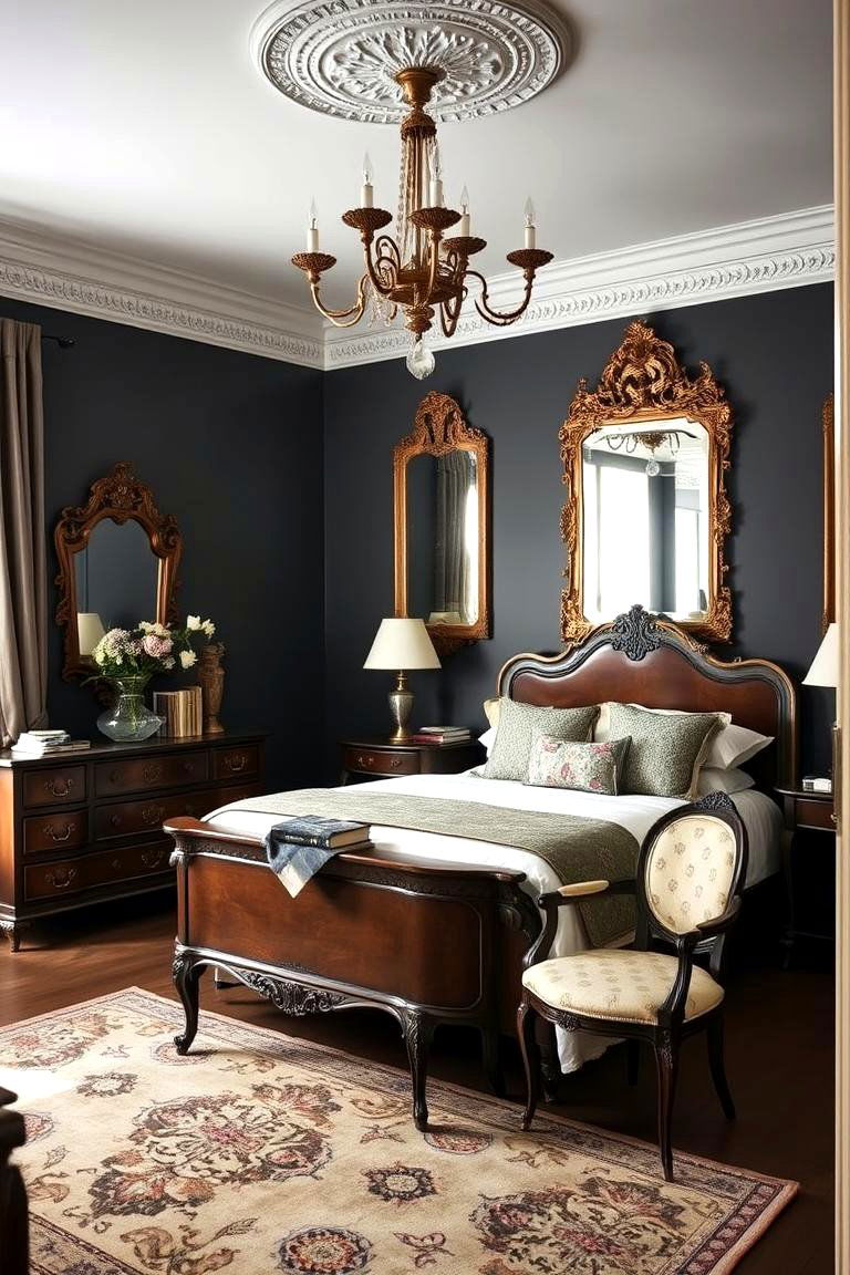 Vintage Glam Touch - 24 Dark Grey Bedroom Ideas