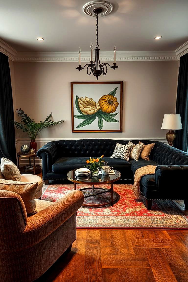 Vintage Glam - 24 Black Couch Living Room Ideas