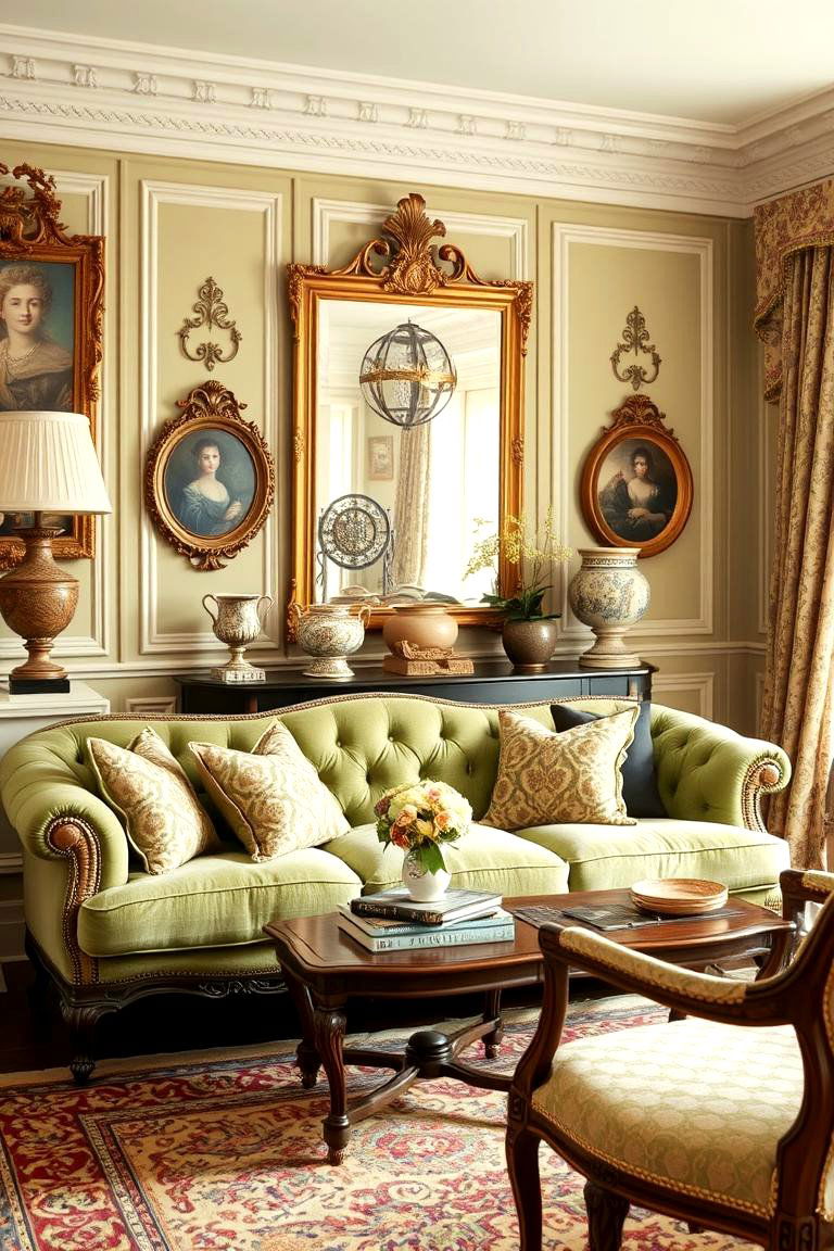 Vintage Glamour Revival - 24 sage green couch living room ideas