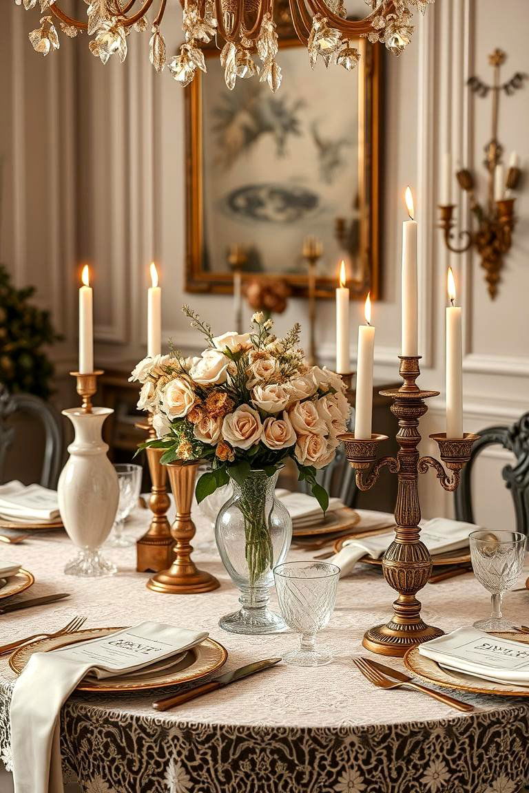 Vintage Glamour Style - 24 Round Table Decor Ideas