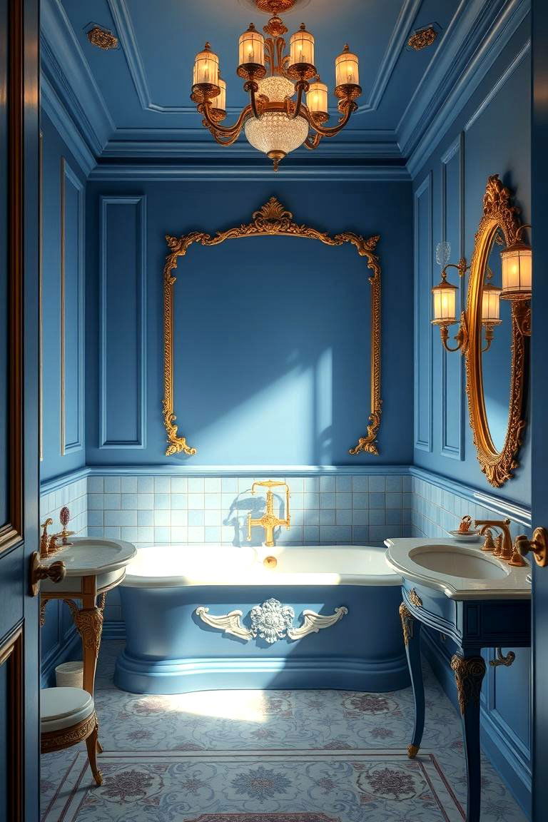 Vintage Glamour with Royal Blue and Antique Gold - 24 Blue and Gold Bathroom Ideas