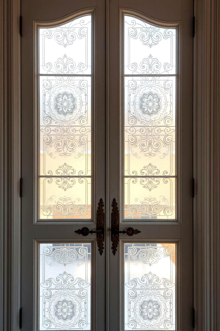 Vintage Glass Door with Intricate Details - 24 Glass Front Doors Ideas