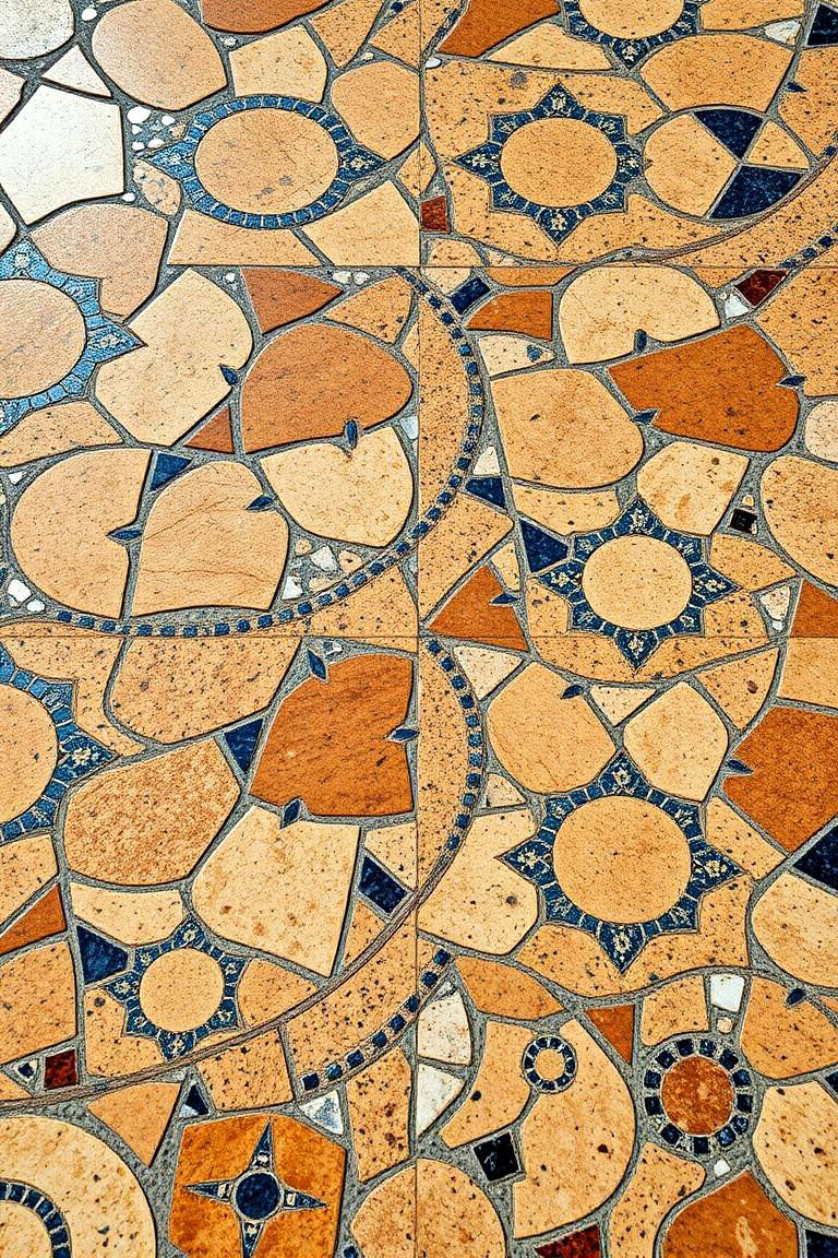 Vintage Granite Set with Mosaic Inlays - 24 Granite Walkway Ideas