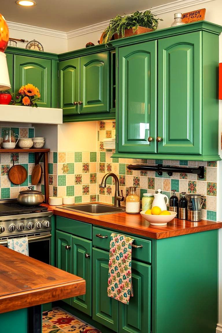 Vintage Green Cabinets for a Retro Nostalgic Feel - 24 Green Kitchen Cabinet Ideas
