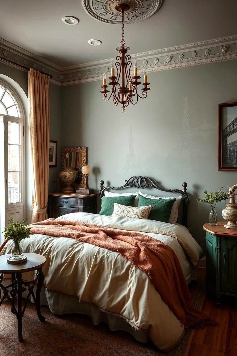 Vintage Green Glam - 24 Green and Grey Bedroom Ideas