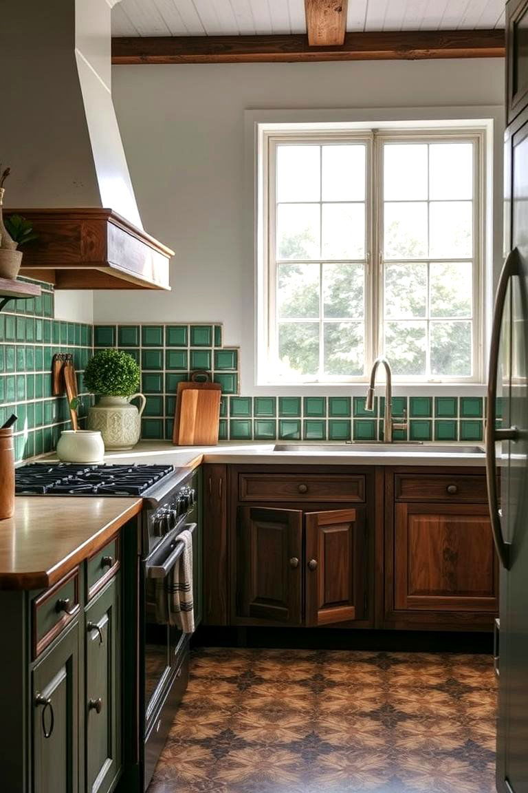 Vintage Green Tiles - 24 Kitchen With Green Backsplash Ideas