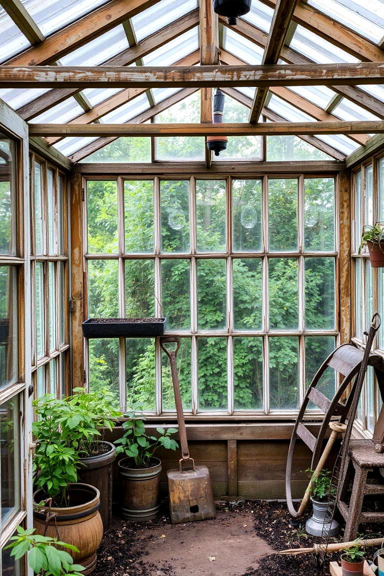 Vintage Greenhouse with Antique Accents - 24 Fantasy Greenhouse Ideas