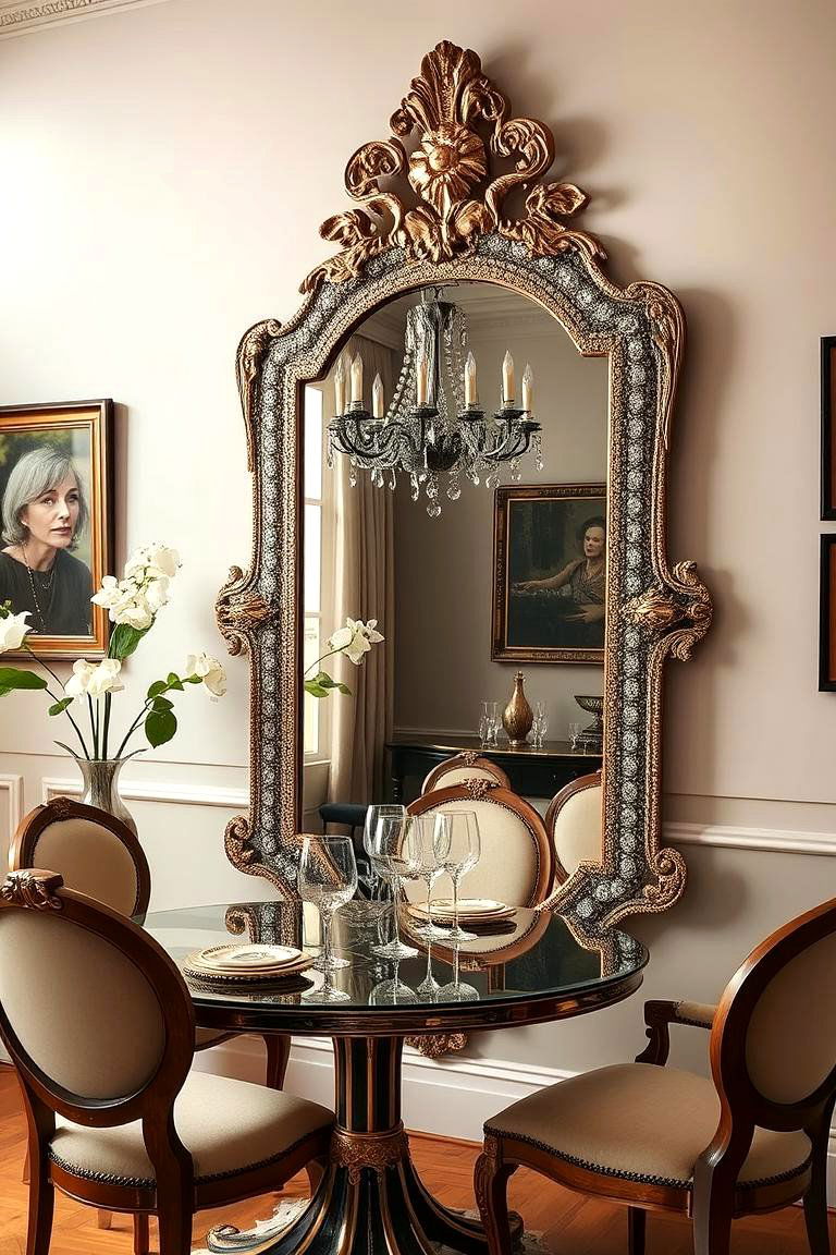 Vintage Hollywood Glam Mirror - 24 Dining Room Mirror Ideas