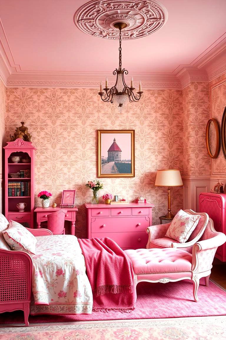 Vintage Hot Pink Touches - 24 Hot Pink Bedroom Ideas