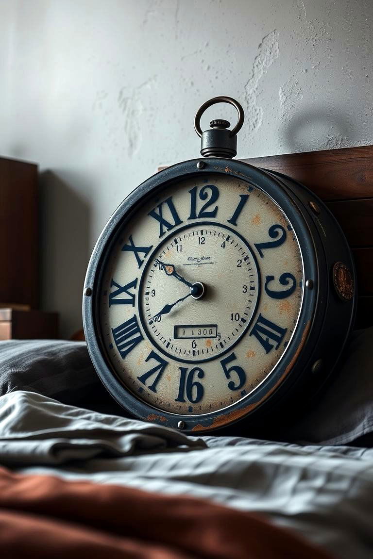 Vintage Industrial Clock - 24 Rust Bedroom Ideas