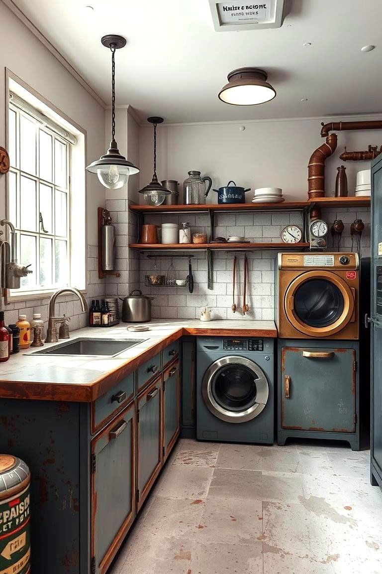 Vintage Industrial Countertops for a Retro Twist - 24 Laundry Room Countertop Ideas