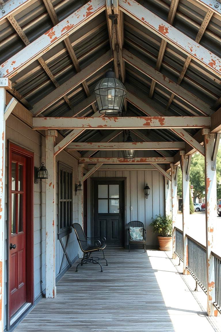 Vintage Industrial Vibe - 24 Metal Roof Porch Design Ideas