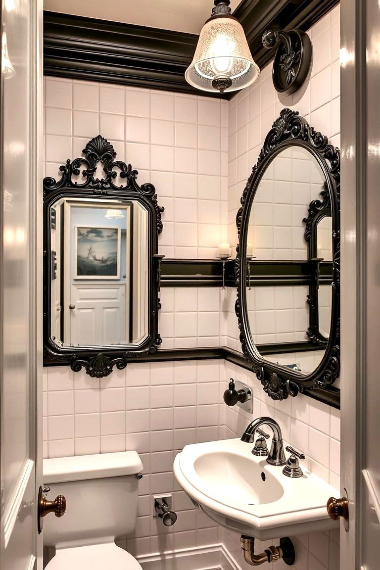 Vintage Inspiration - 24 Black and White Powder Room Ideas