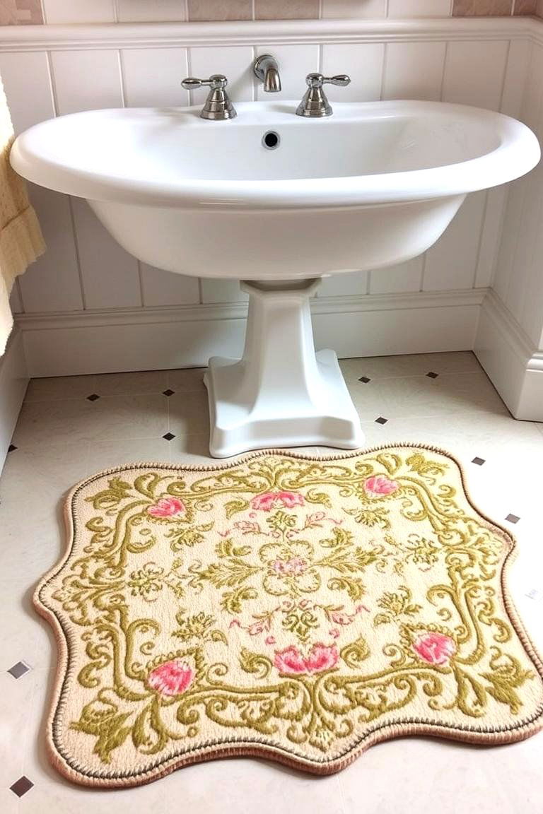 Vintage Inspired Bath Mats for Classic Charm - 24 Bathroom Rug Ideas