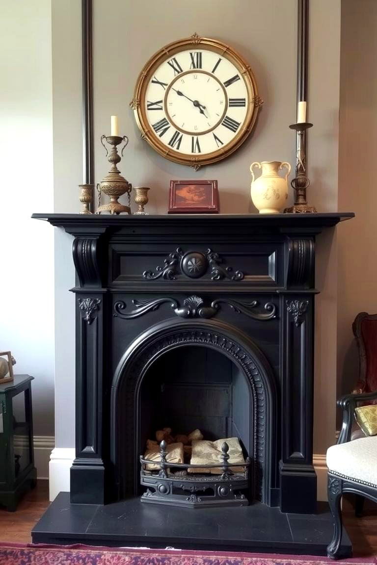 Vintage Inspired Black Fireplace - 24 Black Fireplace Ideas
