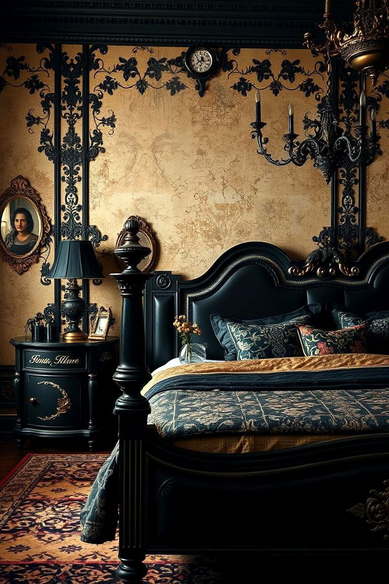 Vintage Inspired Black and Gold Accents - 24 Black and Gold Bedroom Ideas