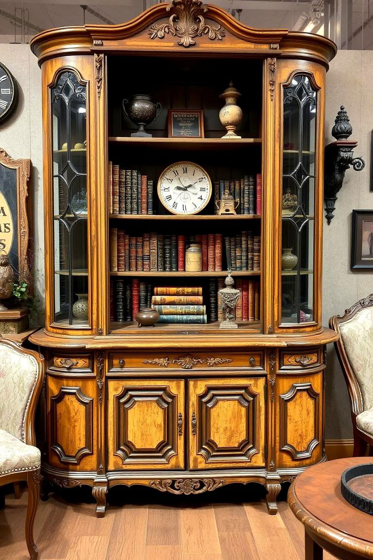 Vintage Inspired Bookshelf Display - 24 Living Room Bookshelf Ideas
