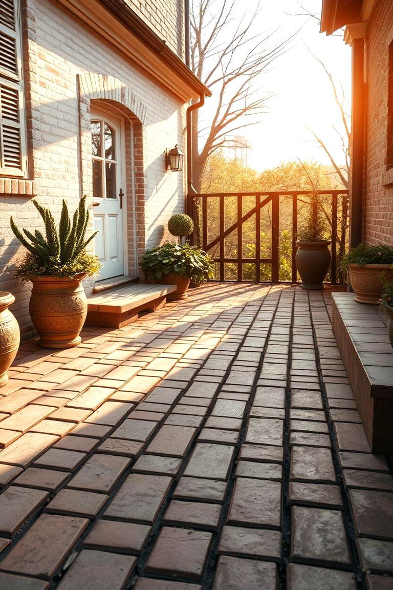 Vintage Inspired Brick Patio - 24 herringbone brick patio designs