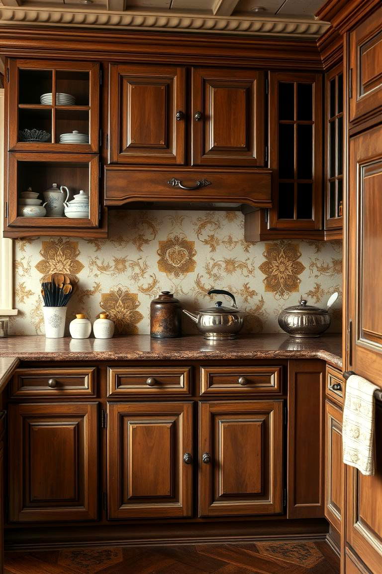 Vintage Inspired Brown Charm - 24 Brown Kitchen Cabinets Ideas