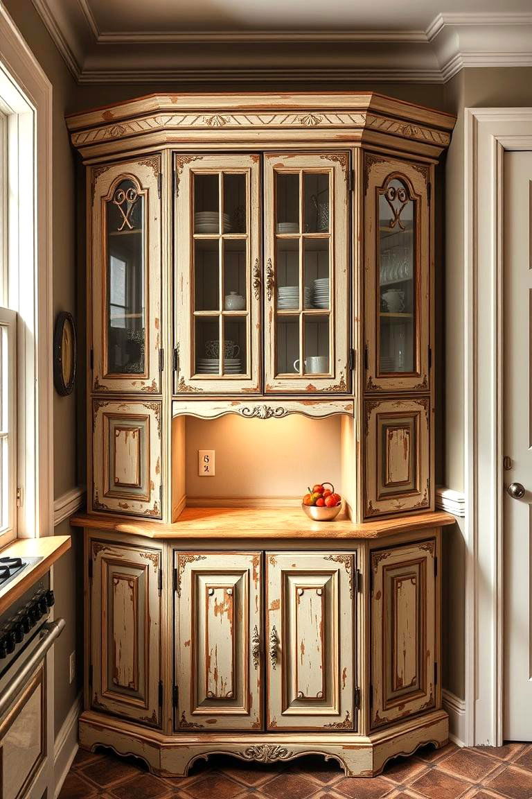 Vintage Inspired Corner Cabinet - 24 Blind Corner Kitchen Cabinet Ideas