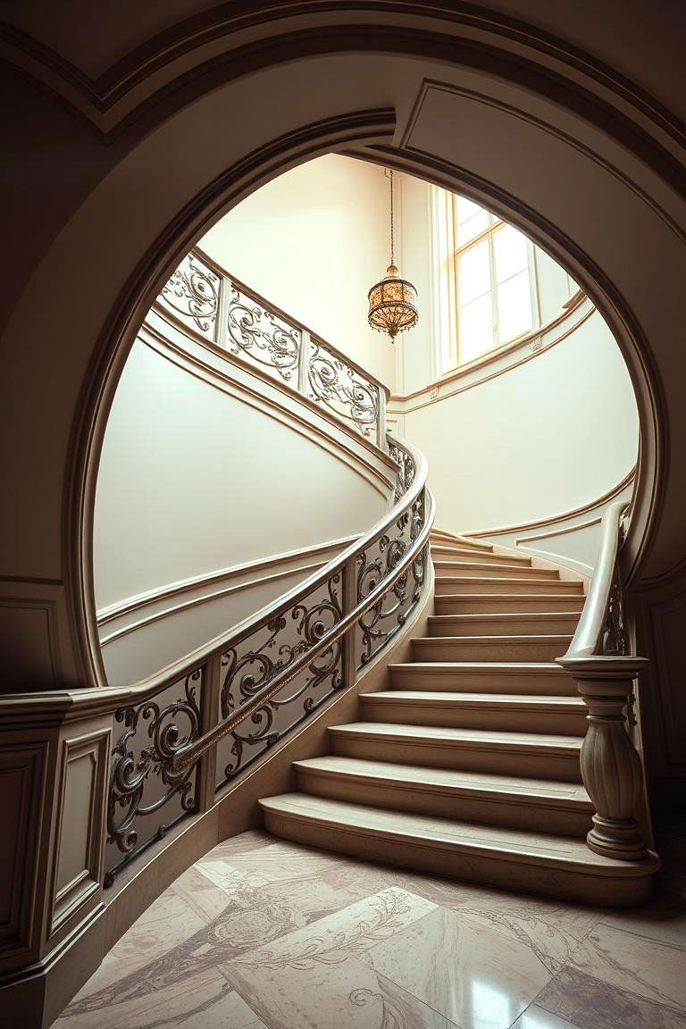 Vintage Inspired Curved Staircase - 24 Curved Staircase Ideas