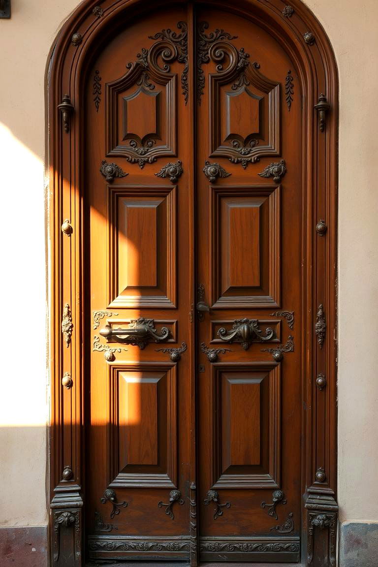 Vintage Inspired Elegance with Ornate Detailing - 24 Brown Front Door Ideas
