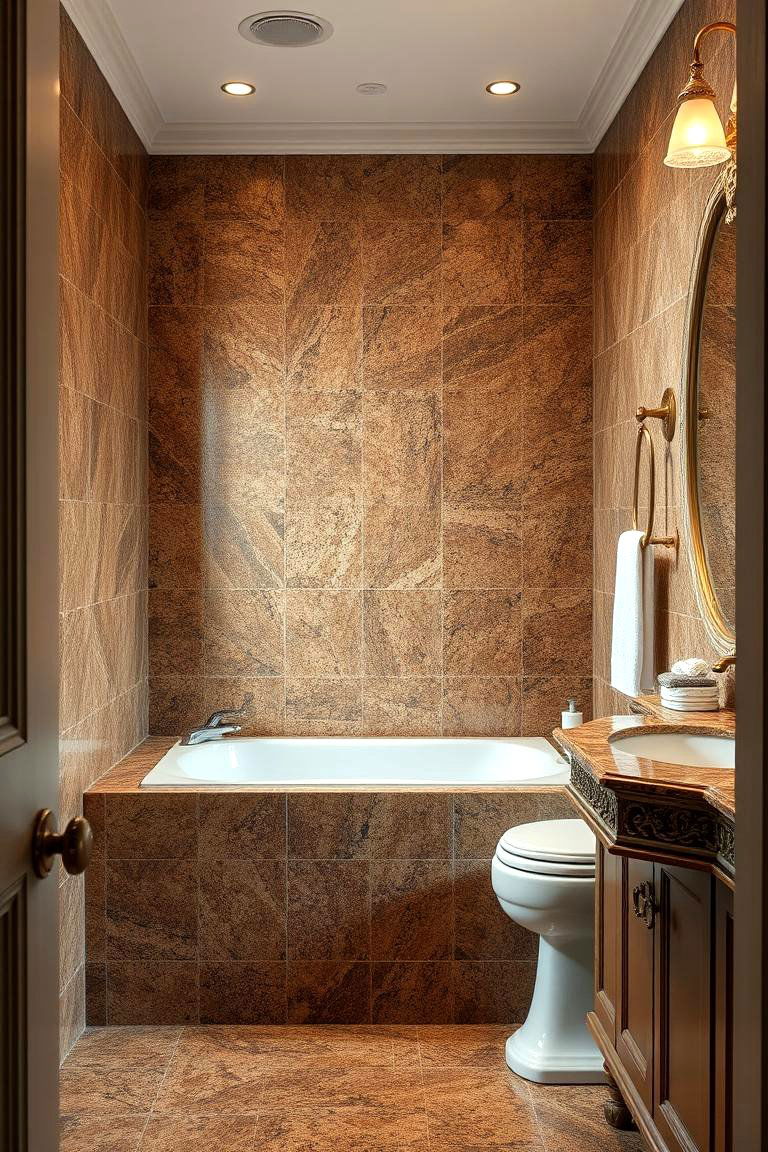 Vintage Inspired Granite Touches - 24 Brown Granite Bathroom Ideas