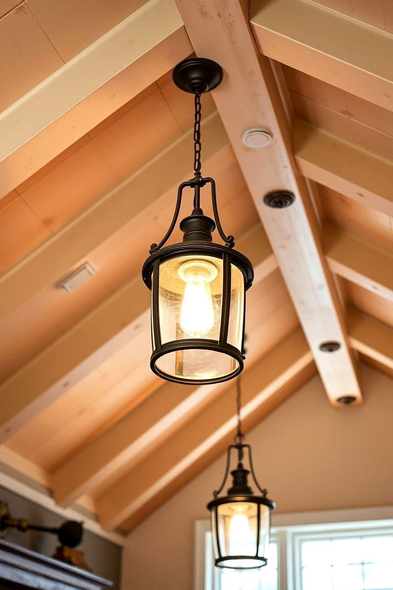 Vintage Inspired Lighting for Nostalgic Charm - 24 Vaulted Ceiling Lighting Ideas