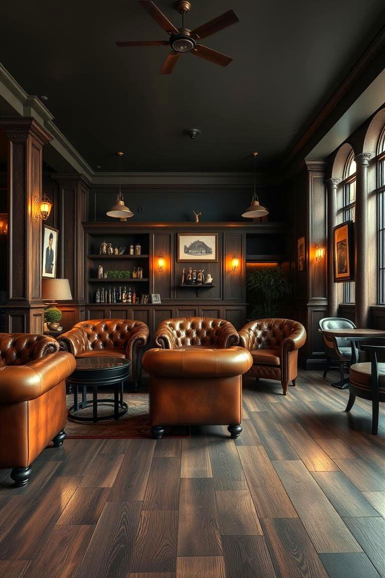 Vintage Inspired Lounge with Timeless Appeal - 24 Black and Brown Interior Design Ideas