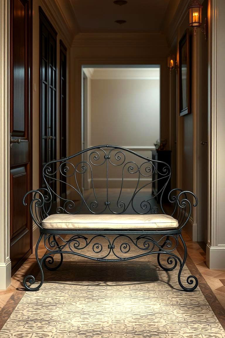 Vintage Inspired Metal Bench - 24 Entryway Bench Ideas